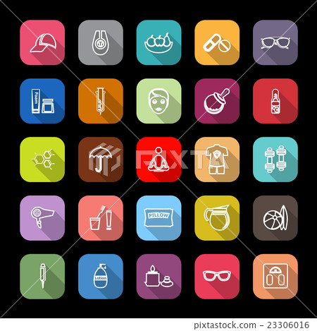 Facial and body treatment line icons long shadow 23306016