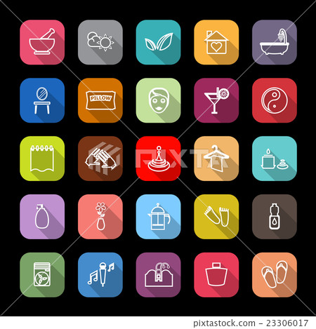 Massage line icons with long shadow 23306017