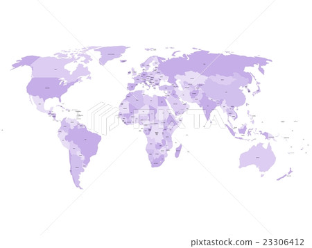 World map with names of sovereign countries and 23306412
