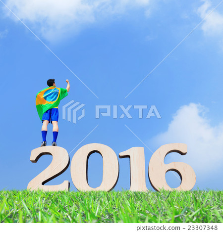 Excited man with brazil flag 23307348