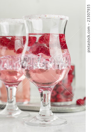 Summer cold drink with raspberry and ice Summer cold drink with raspberry and ice 23307935