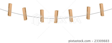 Clothes Pins Clothes Line Rope Seven Wooden Pegs 23309883