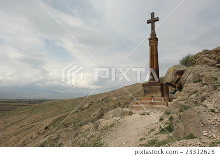 Christian cross near ancient monastery Khor Virap 23312628