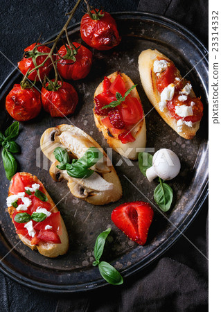 Various of bruschetta Various of bruschetta 23314332