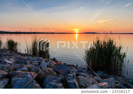 sunet over lake 23316217
