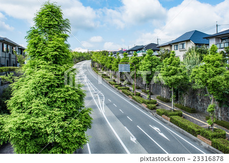 住宅街道路 照片素材 圖片 圖庫