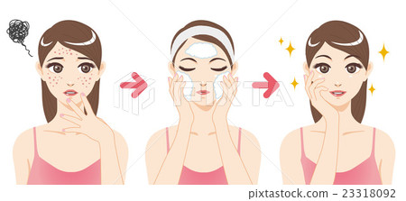 Women's acne care 3 step illustration 23318092