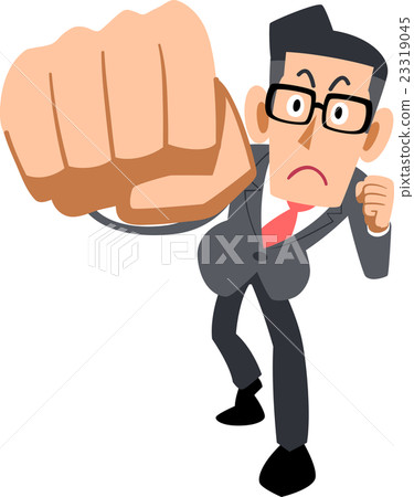 A businessman wearing glasses to hit a punch A businessman wearing glasses to hit a punch 23319045