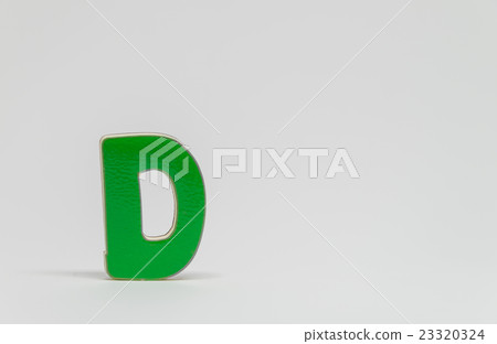 Green wooden alphabet D with white background 23320324