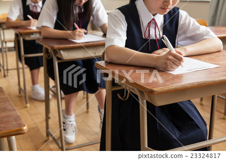 Middle school girls students under examination Middle school girls students under examination 23324817