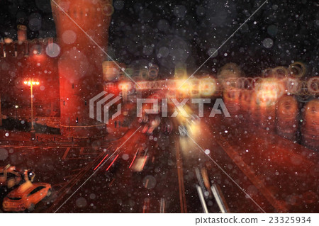 Night traffic in winter city 23325934