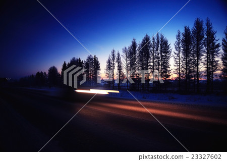 Night traffic in winter city Night traffic in winter city 23327602