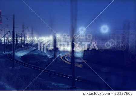 winter night view of the railway north landscape winter night view of the railway north landscape 23327603