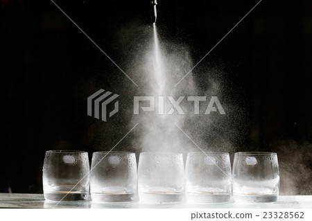 white gas in a glass of Nitrogen 23328562