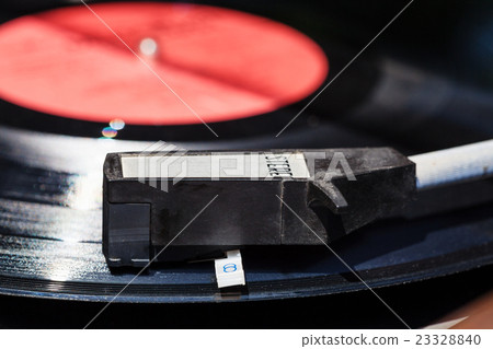 tonearm on vinyl record in old turntable tonearm on vinyl record in old turntable 23328840