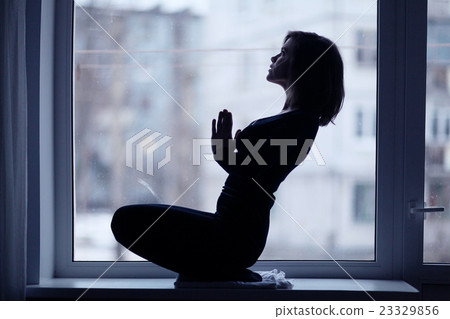 girl silhouette window girl silhouette window 23329856