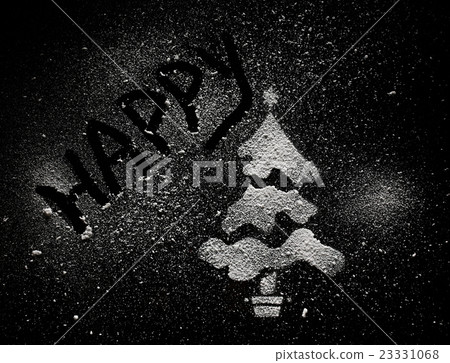 Christmas tree pattern on glass snow 23331068