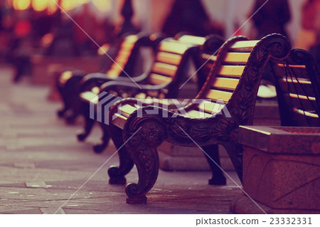 winter landscape with views of the city bench snowfall recreation concept 23332331