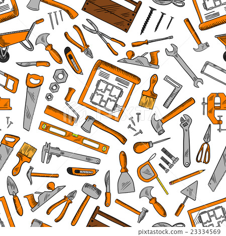 Seamless pattern of construction tools background 23334569