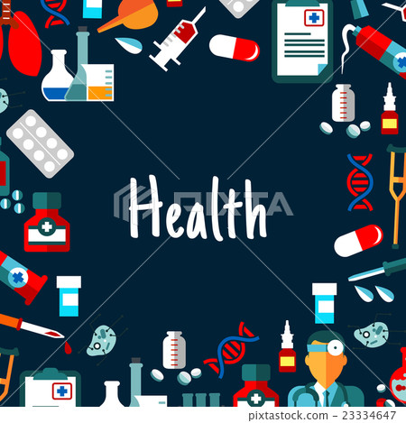 Medical background with healthcare flat icons 23334647