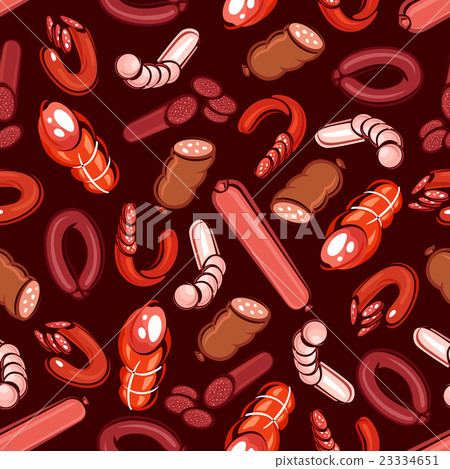 Butchery background with sausages seamless pattern 23334651
