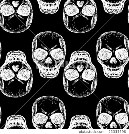 Seamless pattern  skull monochromatic 23335598