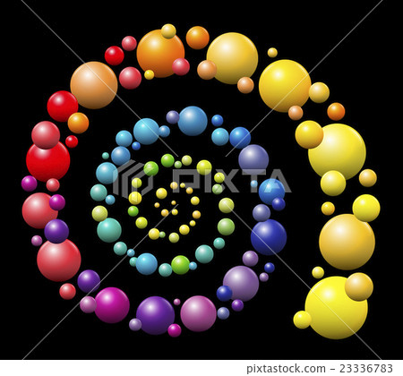 Color Gradient Spiral Balls Black Background 23336783