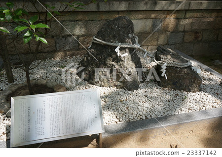 在神戶的Minatogawa神社的區域的“父/子石” 在神戶的Minatogawa神社的區域的“父/子石” 23337142