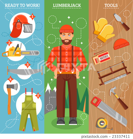 Work Of Lumberjack Vertical Banners Set 23337411