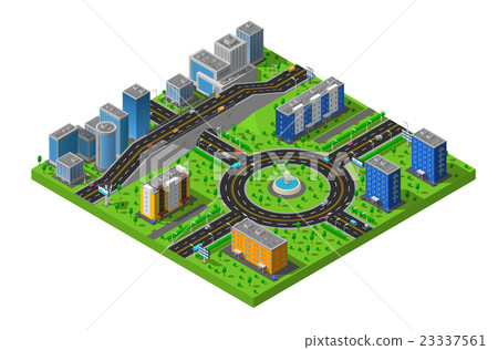 Isometric City Street Composition Poster Isometric City Street Composition Poster 23337561
