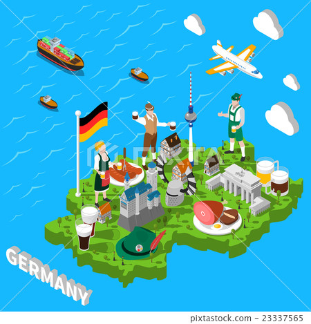 Germany Isometric Sightseeing Map For Tourists  23337565