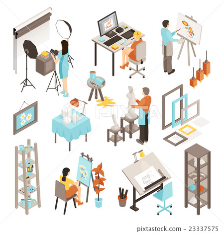 Art Photo Design Studio Isometric Set 23337575