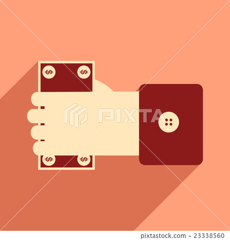 Modern flat icon with shadow Money in hand 23338560
