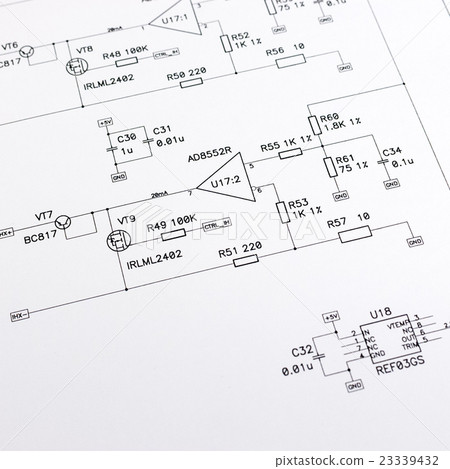 Schematic diagram closeup photo Schematic diagram closeup photo 23339432