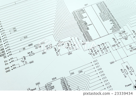 Schematic diagram closeup photo Schematic diagram closeup photo 23339434