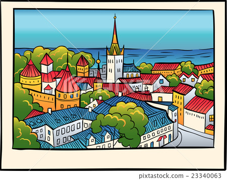 Vector Medieval Old Town, Tallinn, Estonia 23340063