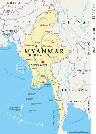 Myanmar Burma Political Map 23341258