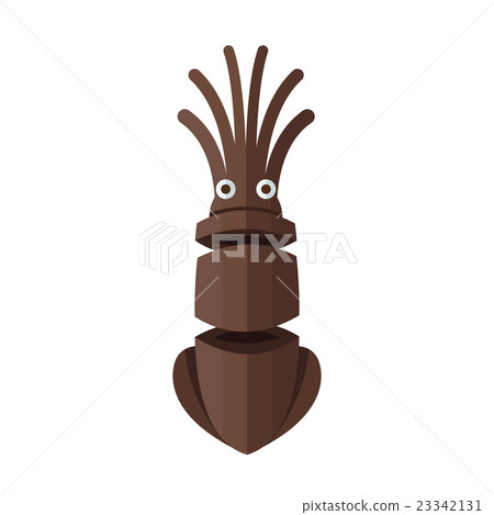 Squid Cartoon Color brown 23342131