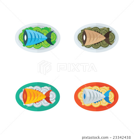 food, blue fish and salad 23342438