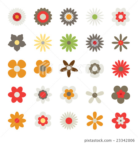 Set of Flowers Isolated on White Background - Stock Illustration ...