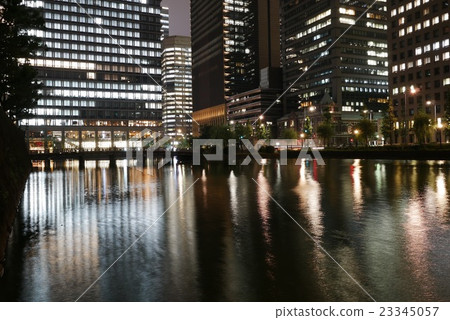 Otemachi building group at night and the surface of Wada Kuraki moat Otemachi building group at night and the surface of Wada Kuraki moat 23345057