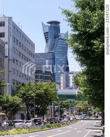 Nagoya city scenery Hirokoji street Nani Bashi intersection from Yanagibashi crossing, view of MODO Gakuen spiral towers 23347120