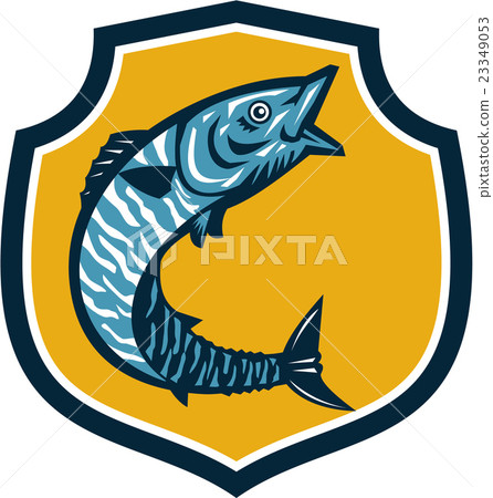 Wahoo Fish Jumping Shield Retro 23349053