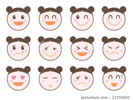 Icon emotion set (girls) - Stock Illustration [23350893] - PIXTA