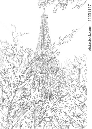 Street in paris - sketch illustration concept Street in paris - sketch illustration concept 23351127