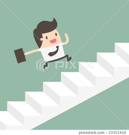 Growth. Businessman Running Up Stairs. - Stock Illustration [23351428 ...