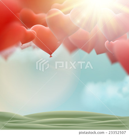 Red heart balloons flying bunch. EPS 10 Red heart balloons flying bunch. EPS 10 23352507