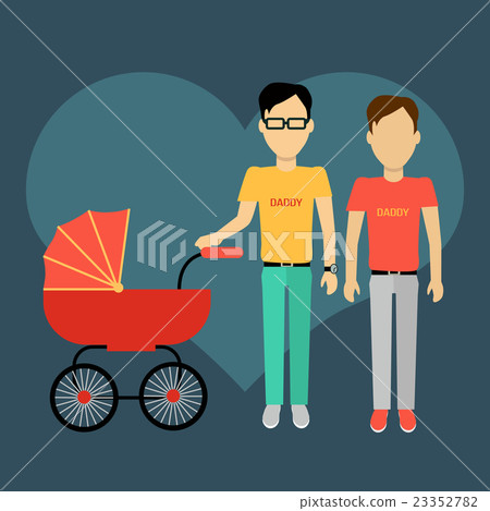 Father with a Baby Carriage Banner 23352782