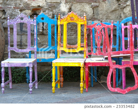 aged colorred ornamental chair aged colorred ornamental chair 23353482