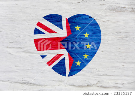 Brexit icon. British flag. EU flag. Broken heart. 23355157
